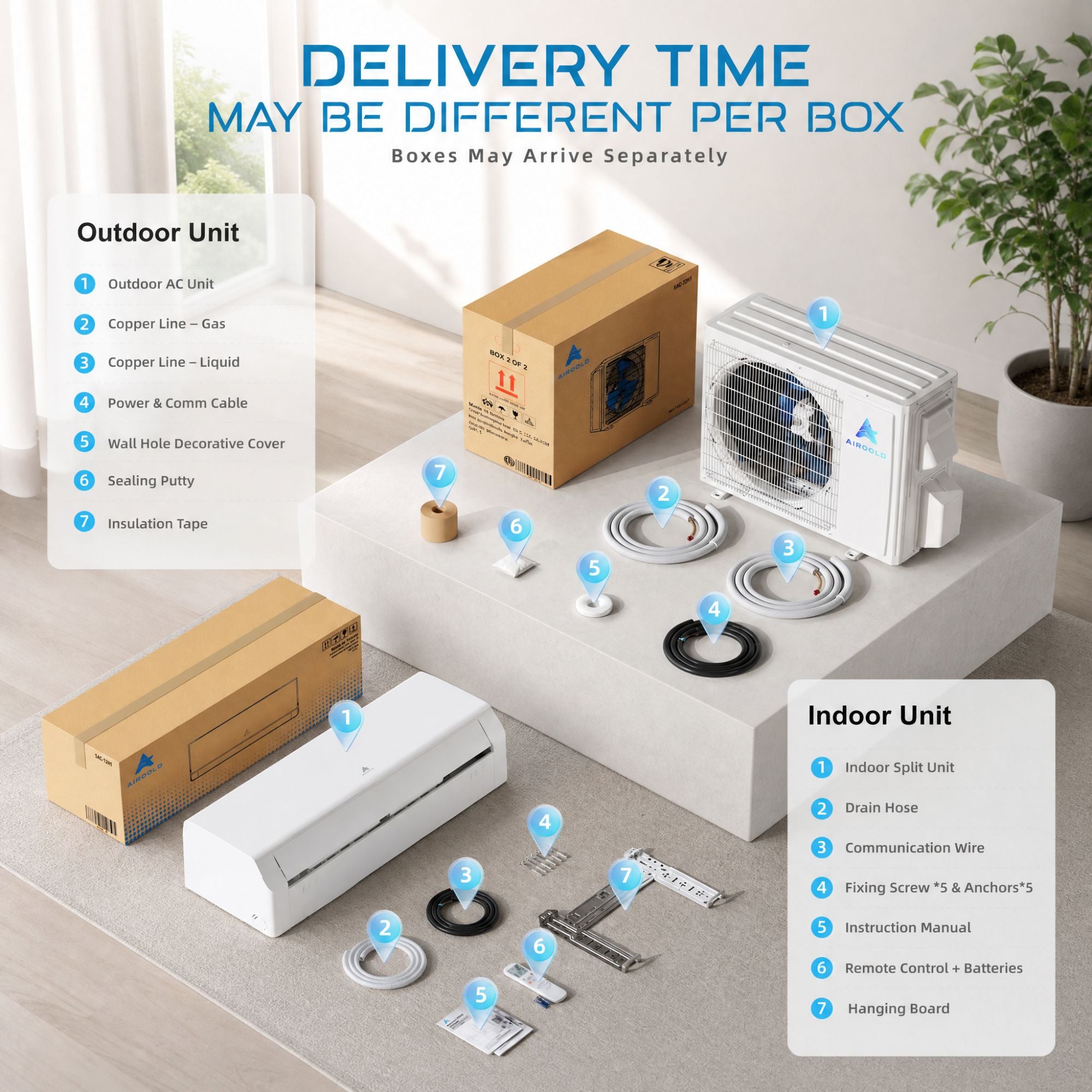 Aircold Mini Split AC & Heating System 22 SEER2 Ductless Air Conditioner with Heat Pump | 12000 BTU 230V Inverter Split Unit with WiFi App Control Compatible with Alexa & Google Covers up to 750 Sq.Ft